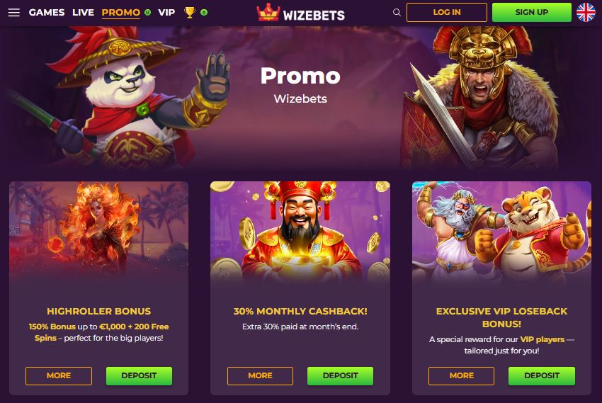 Profiteer altijd van regelmatige promoties en speciale aanbiedingen bij WizeBets Casino