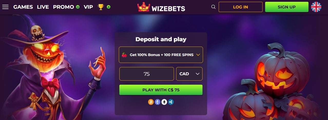 Ontdek WizeBets Casino homepage